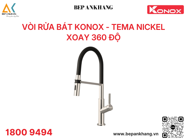 Vòi rửa bát Konox - Tema Nickel Xoay 360 độ